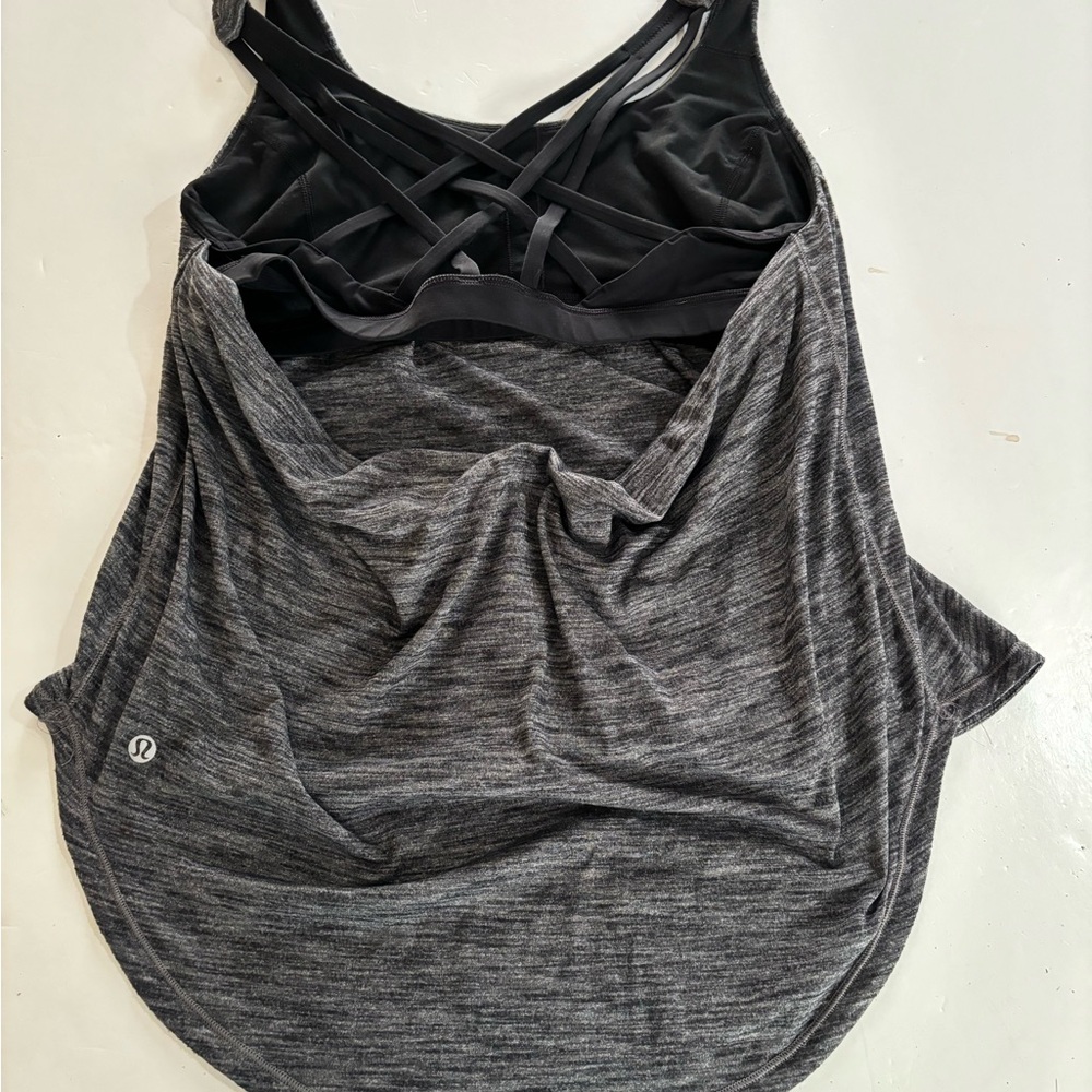 LULULEMON Gray Mingle Athletic Tank with Attached Bra 10 - Picture 6 of 8